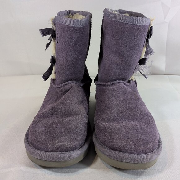 Koolaburra UGG Victoria Short 1019372 Elderberry Purple 3 Kids Suede Lined Boots - Picture 7 of 14
